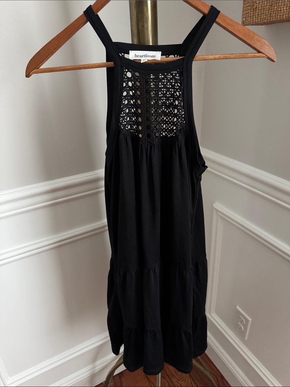 Heartloom Black Crochet-Back Tiered Sundress